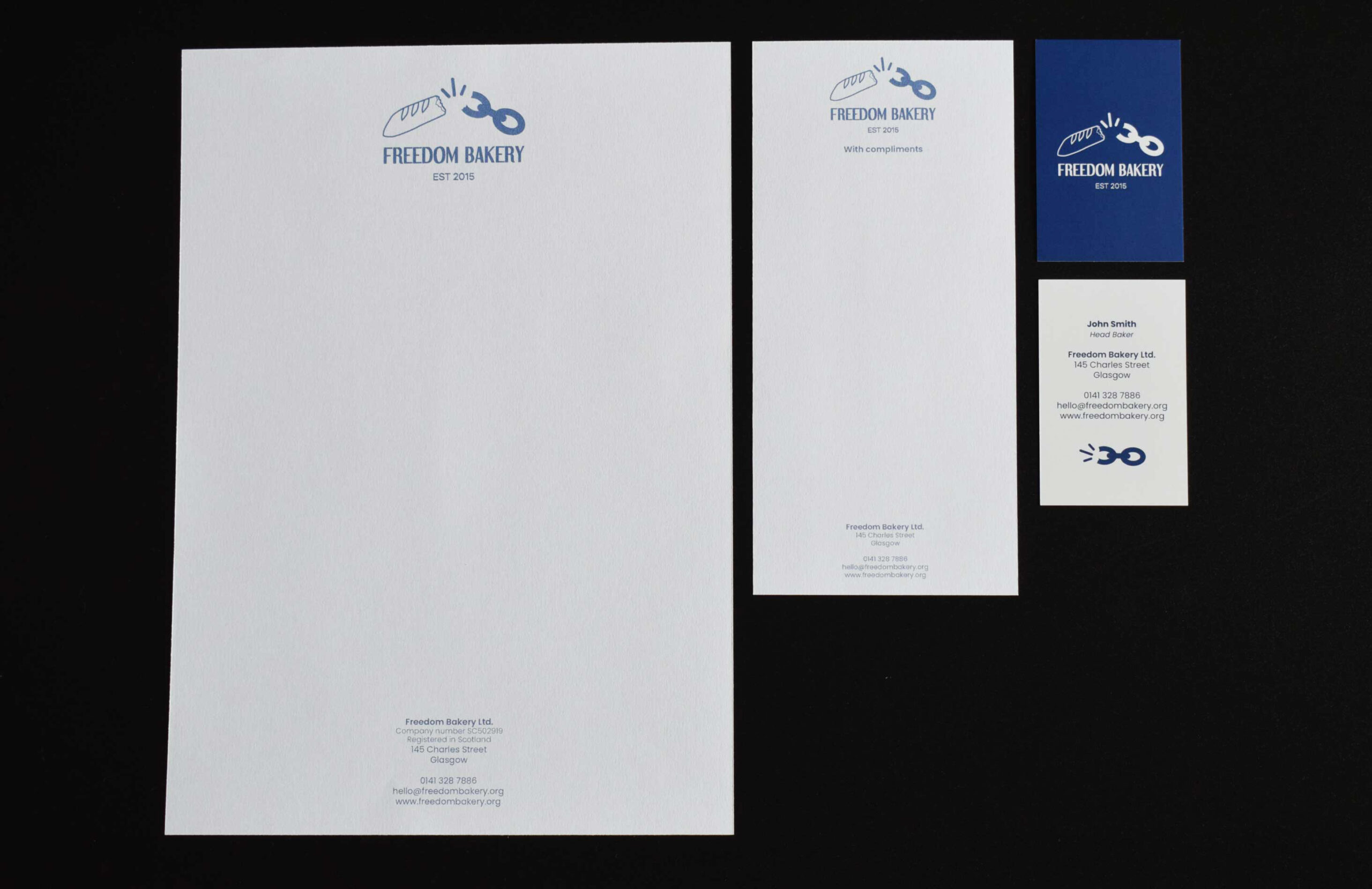 Business stationery designs for Freedom Bakery