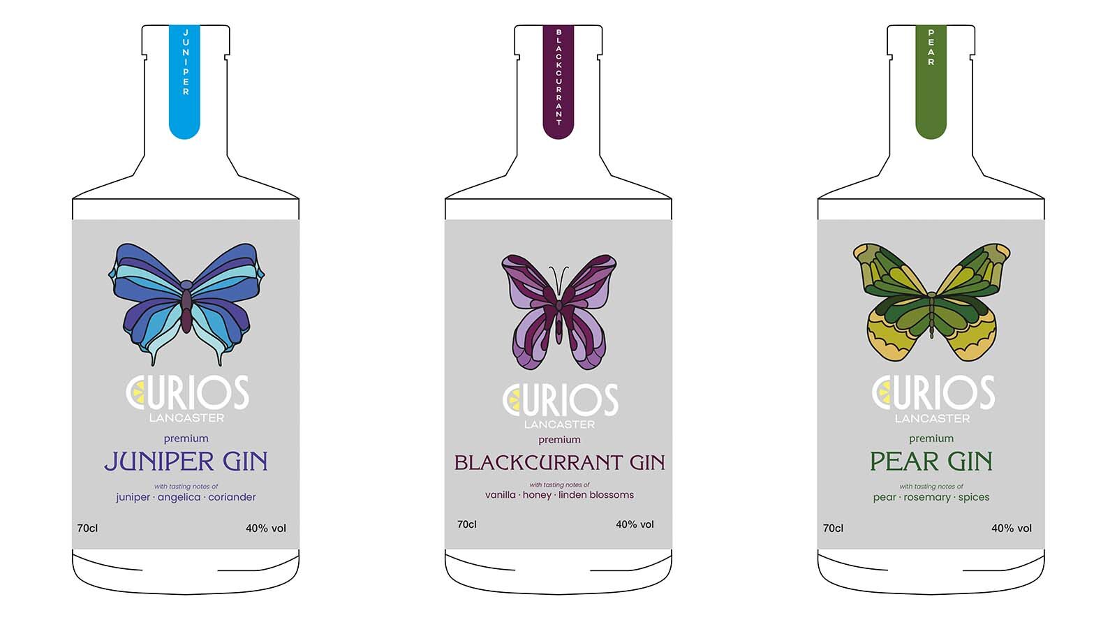 Series of three bottle label designs